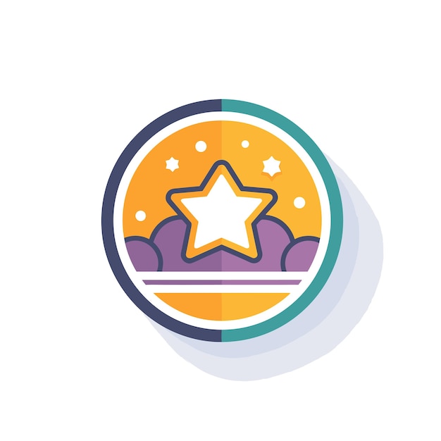 Vector of a star icon inside a circle in a flat style