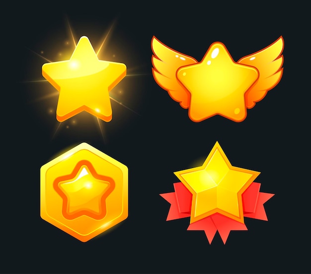 Векторные звездные иконы набор коллекции дизайн иконы для игры ui дизайн баннера для интерфейса приложения игры