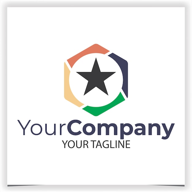 Vector star logo in colorful hexagon design template