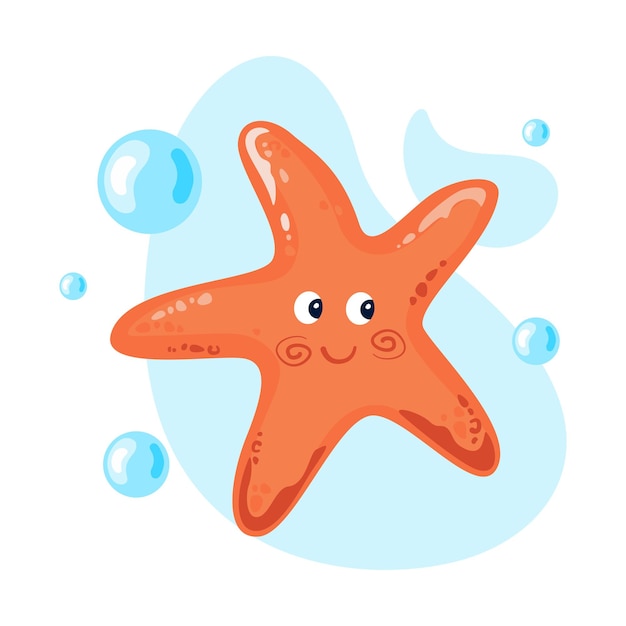 Vector starfish isolated on white background. Nautical icon in cartoon style