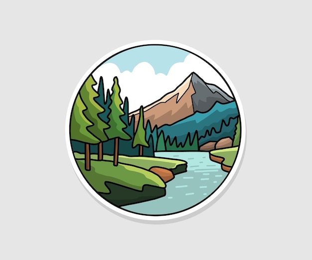 Vector sticker badge natuur landschap vector illustratie ontwerp