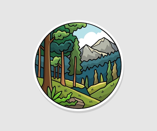 Vector vector sticker badge natuur landschap vector illustratie ontwerp