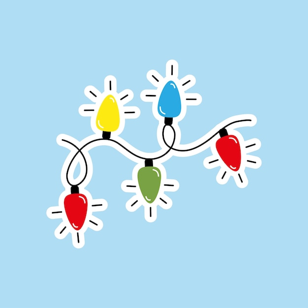 Vector sticker of Christmas lights .