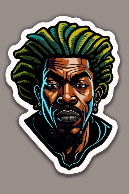 Adesivo vettoriale colorato vintage un reggae man illustrazione design art