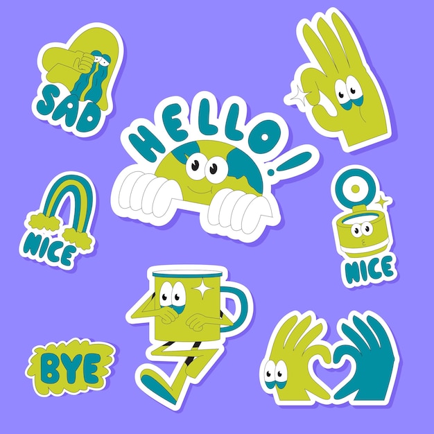 Vector vector sticker icons hand drawn doodle