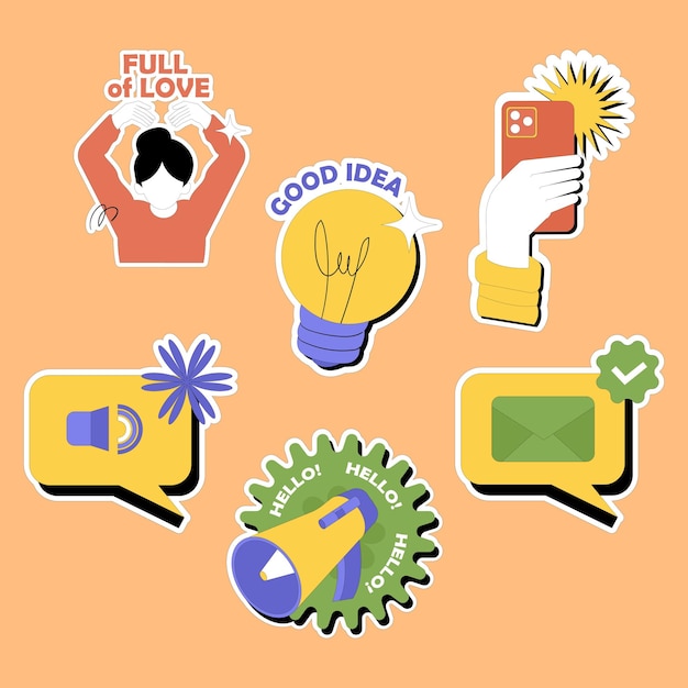 Vector sticker icons hand drawn doodle