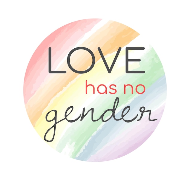 Vector vector sticker on lgbt topic using trendy lettering text design and concept of lgbt love expressed in colorful rainbow design on white background. vector illustration of gay community pride concept