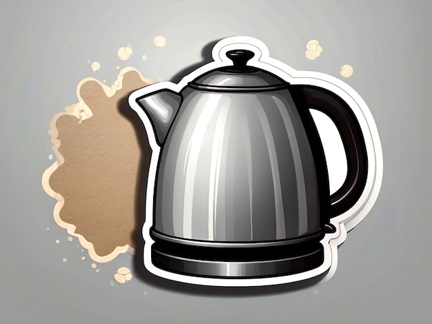 vector A sticker template of a kettle with boiling water isolated isolated