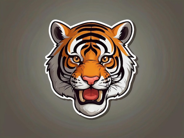 Vector A sticker template of tiger cartoon character isolated