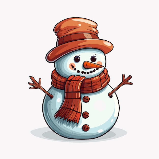 Vector vector sticker template with snowman cartoon character isolated