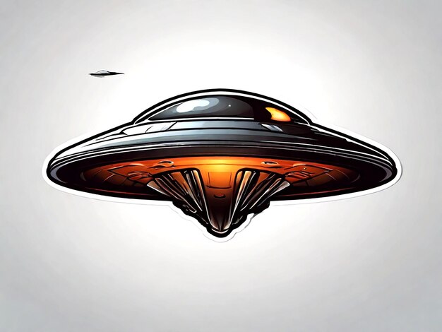 Vector sticker template with unidentified flying object ufo isolated isolated