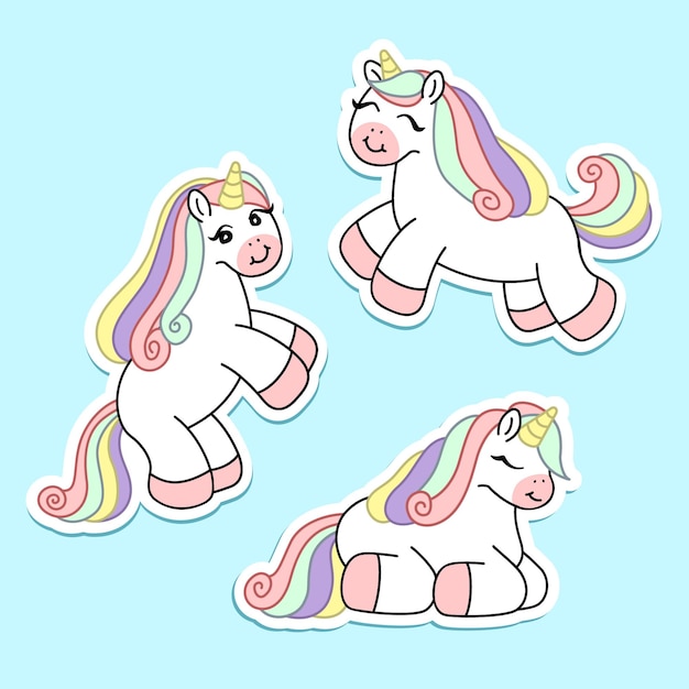 Vector sticker of unicorns