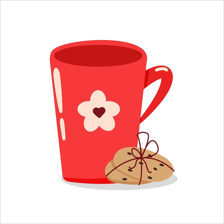 Vector 一杯のコーヒーまたは紅茶とバレンタインデーのベクトル ステッカー