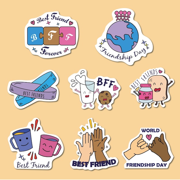 Vector Stickers for Friendship day