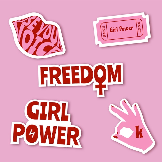 Вектор Векторные наклейки girl power