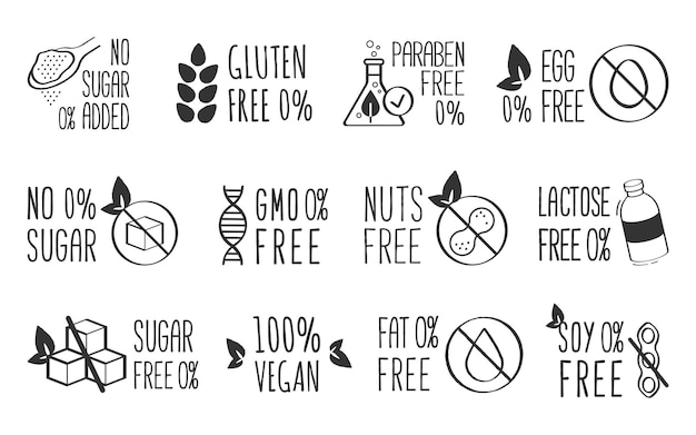 Vector vector stickers or tags for healthy food vector
