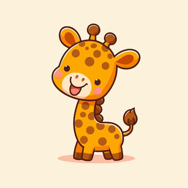 Vector stijl glimlach mini giraffe schattige illustratie