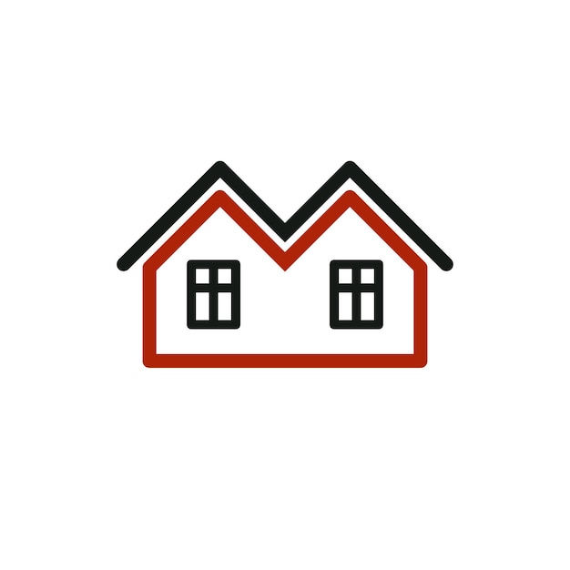 Vector stijlvol makelaarssymbool. Creatief bouwpictogram - huizen. Commercieel gebouw en ontwerpend thema.