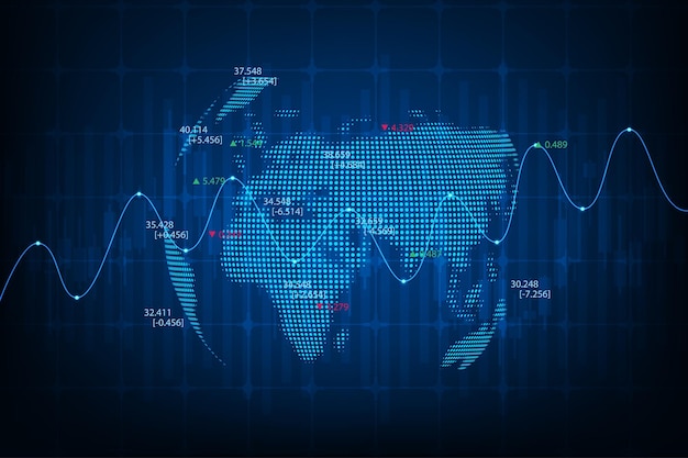 Vector vector stock market graph trading chart global concept