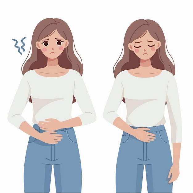 Vector vector stomach pain woman