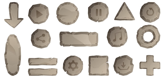 vector stone design elements for game and web stone arrows and signs set rectangle boards