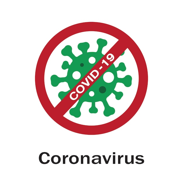 Vettore di stop covid-19 segno e simbolo su sfondo bianco. epidemia del nuovo coronavirus. illustrazione vettoriale a strati modificabile facile.