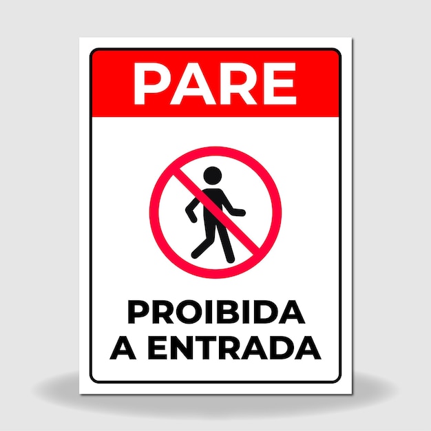 vector stop sign prohibited entry in Portuguese