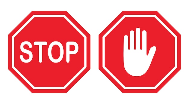 Vector vector stop sign red and white traffic