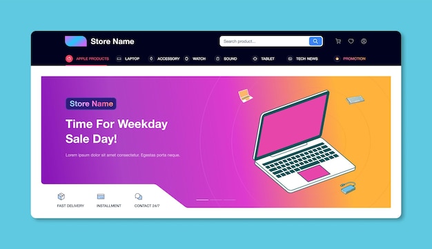 エレクトロニクスのランディング ページを販売するベクトル ストア