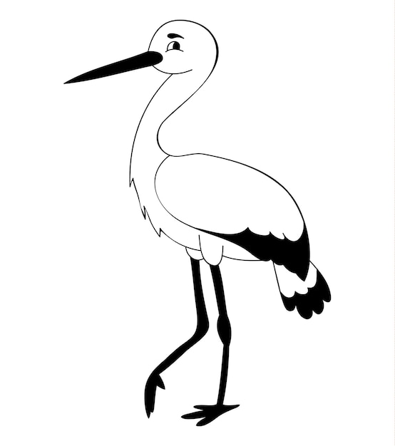 Vector stork character silhouette