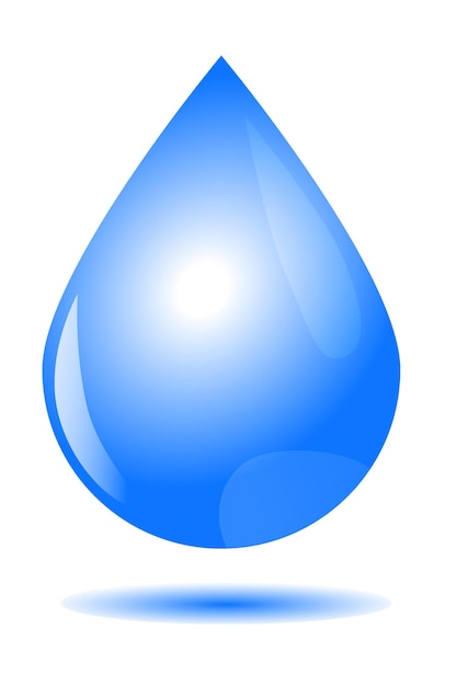 Vector stralende blauwe waterdruppel geïsoleerd op wit