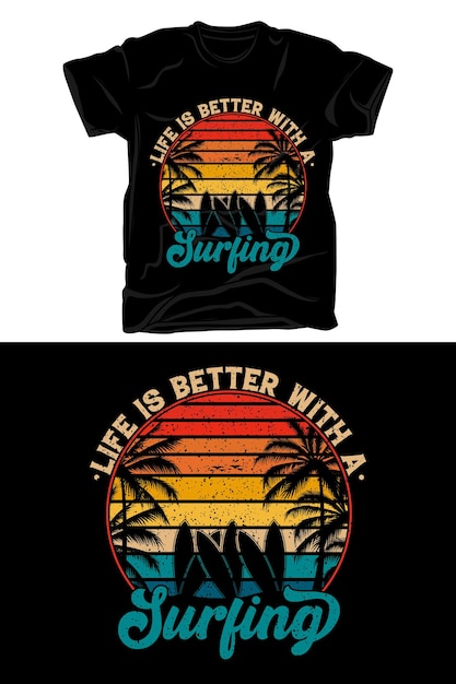 Vector strand zonsondergang zomer tshirt ontwerp sjabloon.