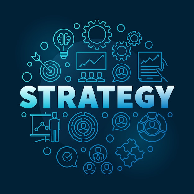 Vector vector strategy round blue outline illustration