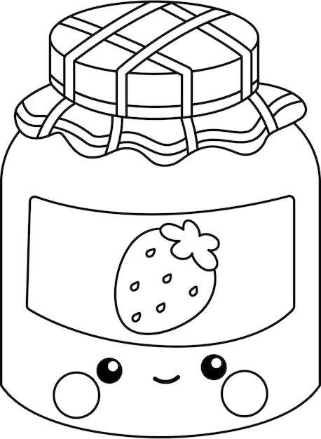 Un vettore di una marmellata di fragole nella colorazione in bianco e nero