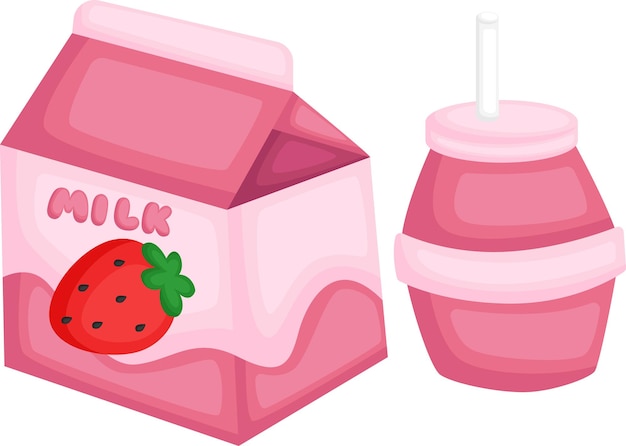 A vector of a strawberry milk