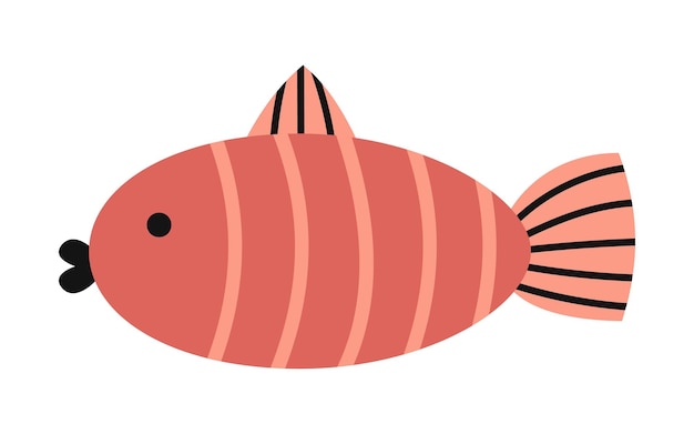 Vector striped fish in flat design Marine red fish Marine life