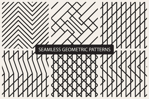 Vector striped seamless geometric patterns