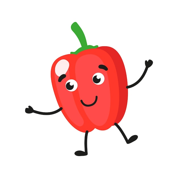 Vector stripfiguur vrolijk schattig rode paprika.