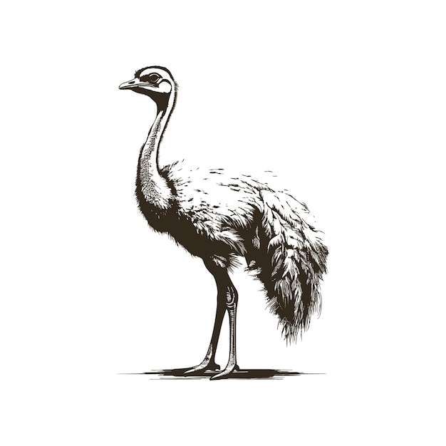 Vector struisvogel met de hand getekende schets in doodle stijl illustratie