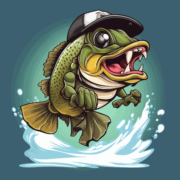 Premium Vector  Vector style bass fishing kids mascot