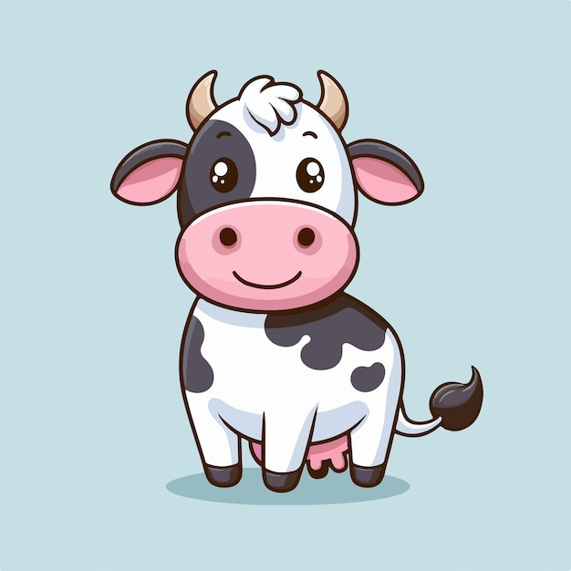 vector style cute smile cow illustration