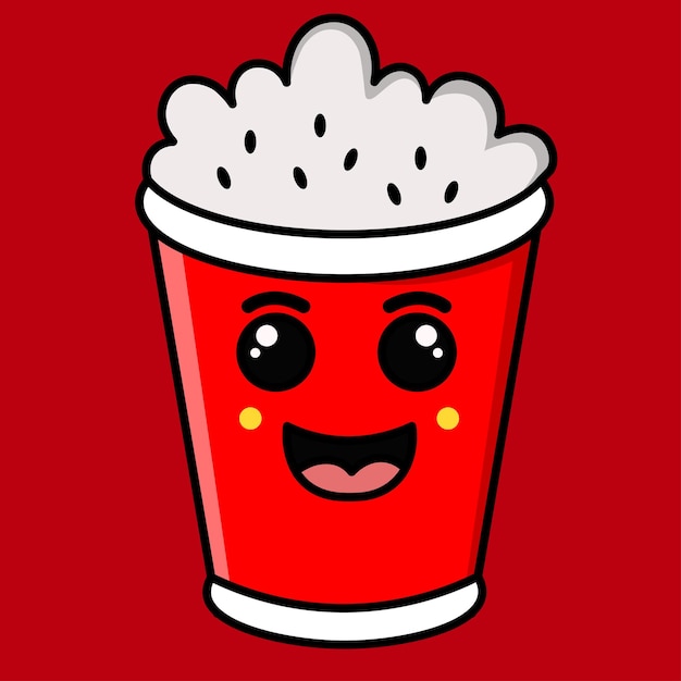 Vector vector style food rice mascot in red bottle isolated