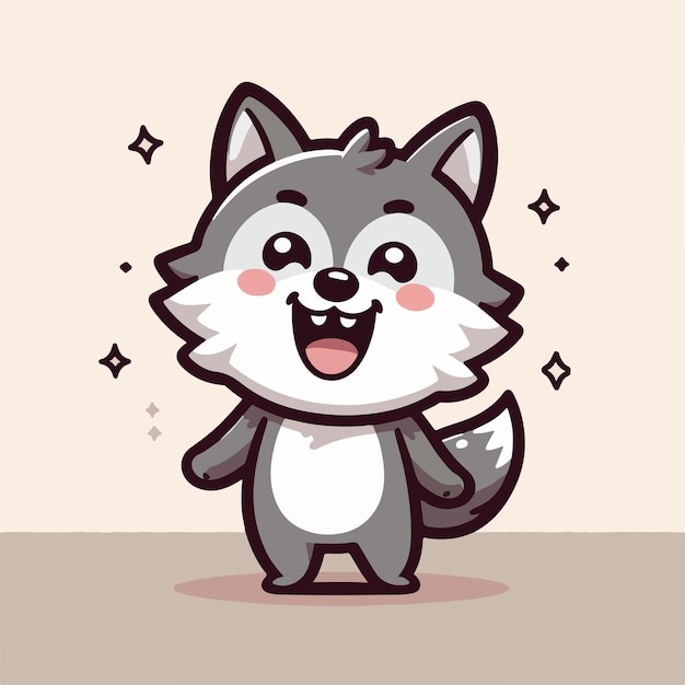 Vector vector style grey baby wolf cute mascot