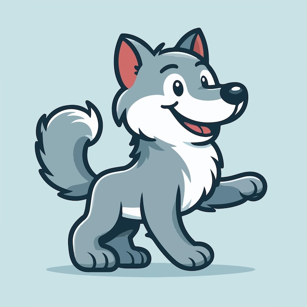 Vector vector style grey wolf cute mascot