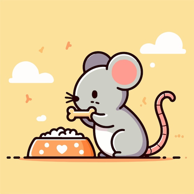 Vector vector style rat eating cute mascot