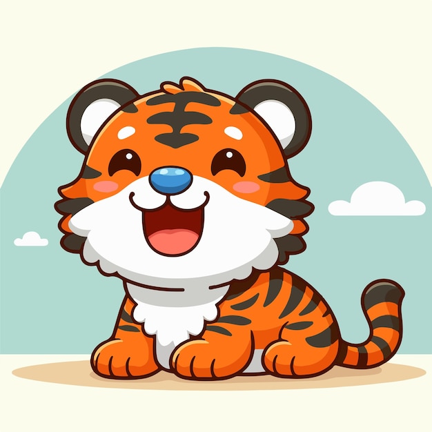 vector style tiger smile cute mascot