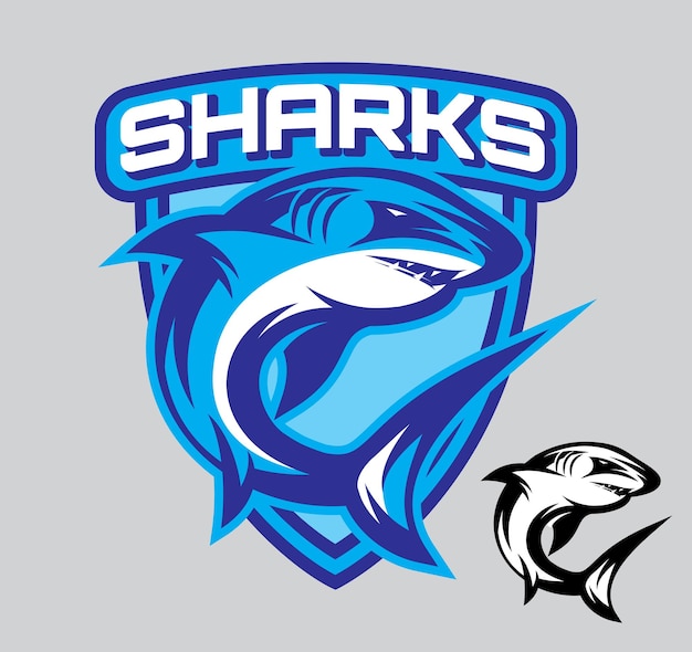 Vector stylish emblems for sports teams with a shark