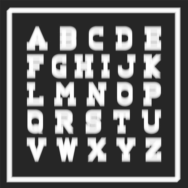 Vector stylish fontEnglish alphabet Latin letters with blurry effect