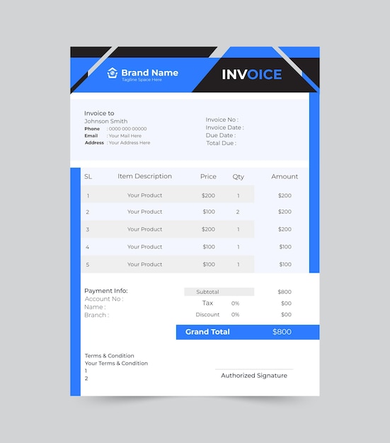 Vector stylish modern invoice template design