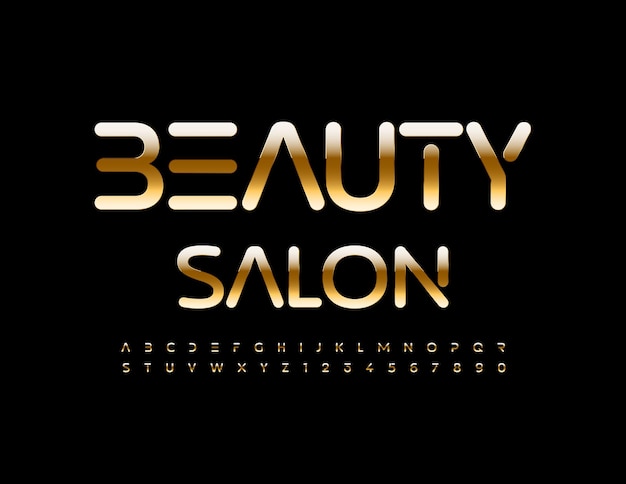 Vector stylish Sign Beauty Salon Chic Premium Font Golden Alphabet Letters and Numbers set